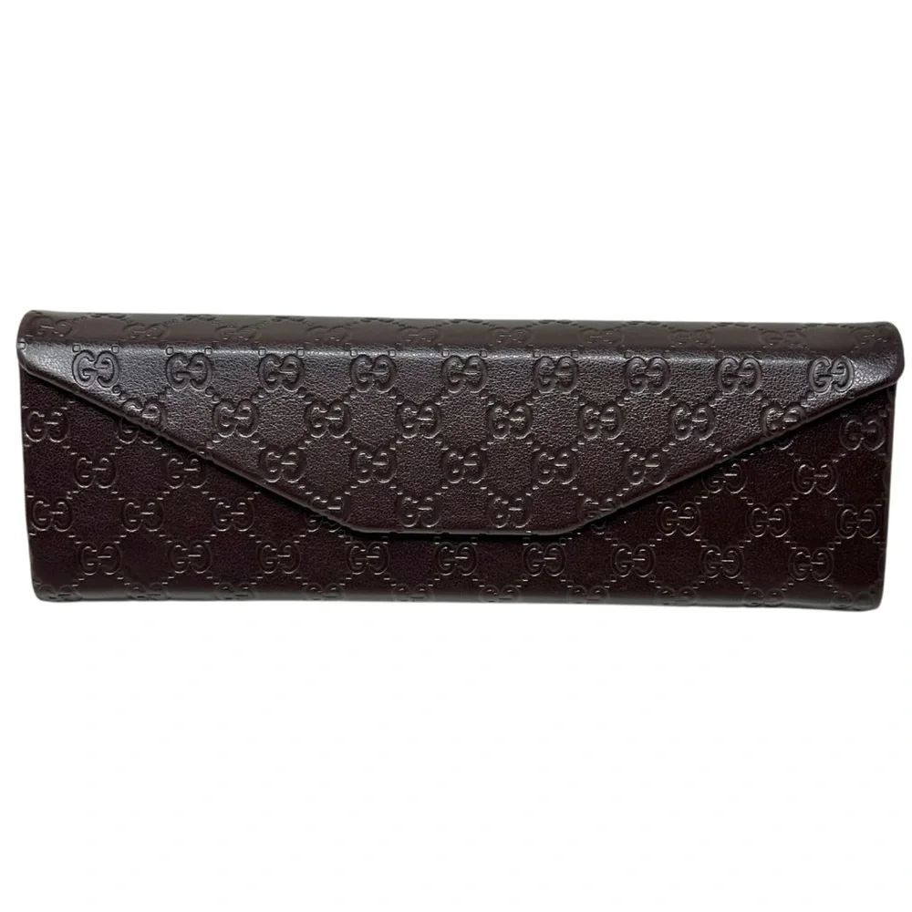 Gucci Embossed Logo Brown Folding Eyeglass Sunglasses Case